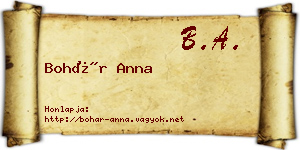 Bohár Anna névjegykártya