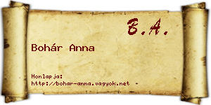 Bohár Anna névjegykártya