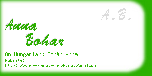 anna bohar business card